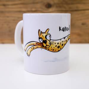"Leoparden-Tasse" Früchstückstasse mit lustiger Tier Illustration und Spruch Bild 6