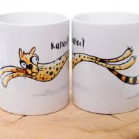 "Leoparden-Tasse" Früchstückstasse mit lustiger Tier Illustration und Spruch Bild 7