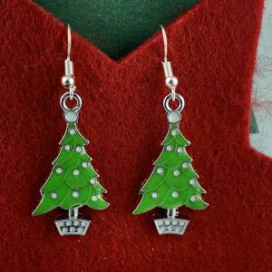 kleines grünes Weihnachtsbäumchen * Tannenbaum * Weihnachtsbaumohrringe * Weihnachtsohrringe * Hängeohrringe * Christbau Bild 2