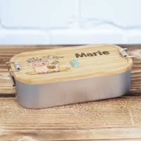 Lunchbox personalisiert, Brotdose für Kinder bedruckt mit Name, Brotbox für Kindergarten, Edelstahldose mit Bambusdeckel Bild 6