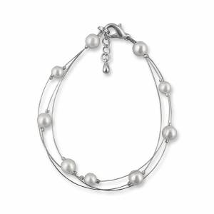 Brautarmband mehrreihig, kleine Perlen Armband Hochzeit, 925 Silber, Schmuckbeutel, Perlenarmband, Brautaccessoire Bild 1