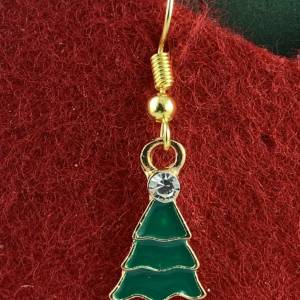 grünes Weihnachtsbäumchen mit Glitzerstein * Tannenbaum * Weihnachtsbaumohrringe * Weihnachtsohrringe * Hängeohrringe * Bild 3