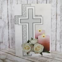 Trauerkarte, Beileidskarte, Kerzen und Rosen Bild 3