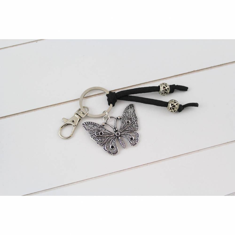 ENSTAB Schlüsselanhänger Damen Mit Buchstabe & Schmetterling - Personalisierbar Mit Initialen - Geschenk Für Mädchen