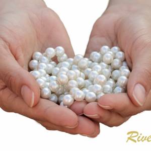 Edle Perlenkette, Perlen weiß creme, 925 Silber, Swarovski Strass, Perlen Collier, Brautschmuck, Perlen Kette Hochzeit Bild 5