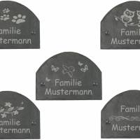 Türschild personalisiert Namen Namensschild Familie Haustürschild Schiefer Klingelschild ca. 20x15cm Mod. Schuppe Bild 1