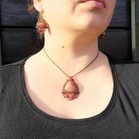 Makramee Sonnenstein-Schmuckset aus Halskette und Ohrringen Bild 7