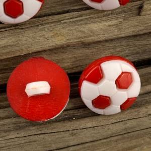 10 kleine, rot-weiße Fußballknöpfe * Kunststoffknöpfe * Fußball * Kunststoff * Knöpfe * Kinderknöpfe * Motivknöpfe Bild 3