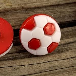 10 kleine, rot-weiße Fußballknöpfe * Kunststoffknöpfe * Fußball * Kunststoff * Knöpfe * Kinderknöpfe * Motivknöpfe Bild 4