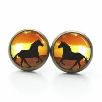 Ohrstecker Ohrhänger Clips Pferde Pferd bei Sonnenuntergang - verschiedene Größen - Edelstahl - Geschenkidee Just Trisha Bild 3