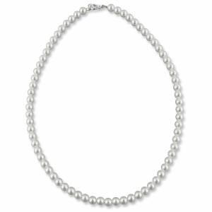 Halskette Perlen 42 cm, 925 Silber, Perlen 6 mm weiß creme, Modische Perlenkette, Perlenschmuck, Perlen Kette Hochzeit Bild 2