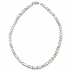 Halskette Perlen 42 cm, 925 Silber, Perlen 6 mm weiß creme, Modische Perlenkette, Perlenschmuck, Perlen Kette Hochzeit Bild 3