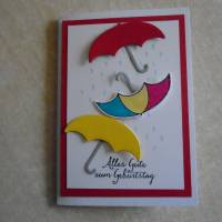 Glückwunschkarte Geburtstagskarte  Regenschirm Regen Geburtstag  Grußkarte Frau Mann Bild 1