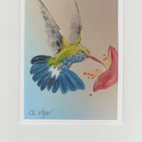 Grußkarte/ Ansichtskarte-   Kolibri-    handgemalt Bild 1