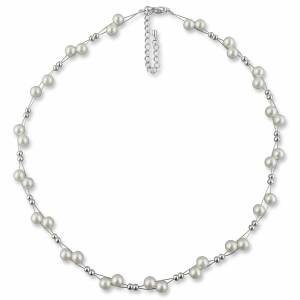 Perlenkette mit Perlen creme weiß, 925 Silber, Schmucketui, Halskette Perlen, Hochzeitsschmuck, Edle Perlen Kette Bild 3