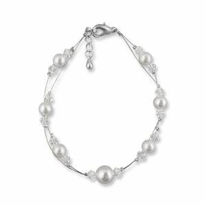 Brautarmband Perlen Armband, Swarovski Kristalle, 925 Silber, Perlenschmuck, Hochzeit Armband, Braut Armkettchen Bild 1