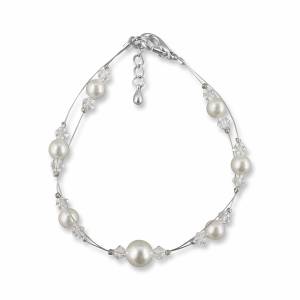 Brautarmband Perlen Armband, Swarovski Kristalle, 925 Silber, Perlenschmuck, Hochzeit Armband, Braut Armkettchen Bild 2