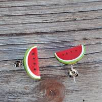 Ohrstecker Melone Ohrringe Ohrschmuck handmodelliert Fimo Polymer Clay Bild 1