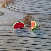 Ohrstecker Melone Ohrringe Ohrschmuck handmodelliert Fimo Polymer Clay Bild 2