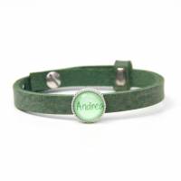 Personalisiertes Lederarmband in grün mit Namen - Farbwahl - Geschenkidee Just Trisha Bild 1