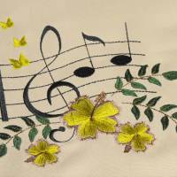 Stickdatei Musik Noten mit Hibiskusblüten verschiedene Größen Bild 4