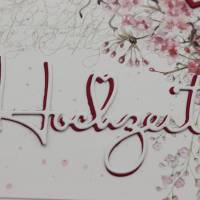 Hochzeitskarte, Glückwunschkarte zur Hochzeit, Kirschblüten mit Vogel-Motiv Bild 3