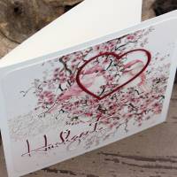 Hochzeitskarte, Glückwunschkarte zur Hochzeit, Kirschblüten mit Vogel-Motiv Bild 4