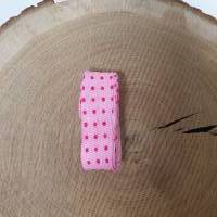 Schrägband 20mm Rosa mit pinken Punkten Bild 1