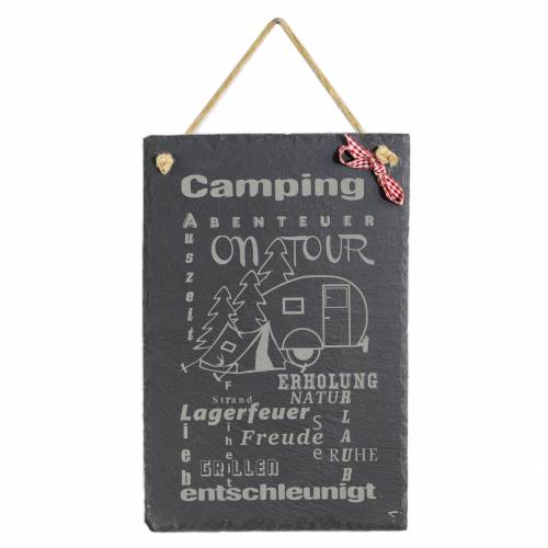 Schild Camping Türschild witzige Wanddeko Schiefer Geschenkidee Geburtstag 