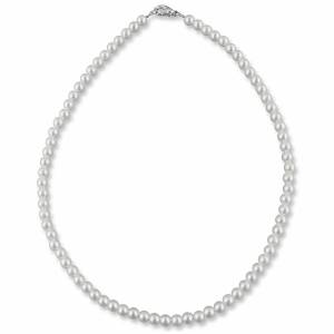 Perlenkette 38cm, Perlen 5mm weiß creme, Halskette Perlen, Kleine Perlen Kette kurz, 925 Silber, Braut Schmuck Hochzeit Bild 2