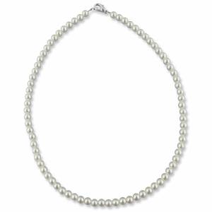 Perlenkette 38cm, Perlen 5mm weiß creme, Halskette Perlen, Kleine Perlen Kette kurz, 925 Silber, Braut Schmuck Hochzeit Bild 3