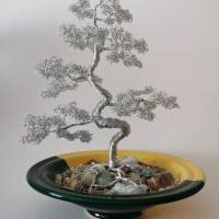Bonsai Baum / Lebensbaum aus Aluminiumdraht in Silber/ Handgemachte Dekoration im Boho Look Bild 1