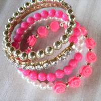 Wickelarmband / Spiralarmband in pink/goldfarben/creme Bild 1