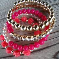 Wickelarmband / Spiralarmband in pink/goldfarben/creme Bild 3