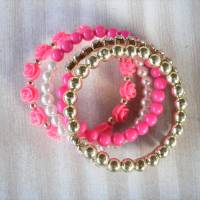 Wickelarmband / Spiralarmband in pink/goldfarben/creme Bild 4