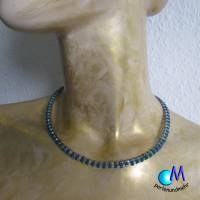 Wechsel-schmuck Magnet Glas-Perlen Collier petrol,  Statement-Kette  ART 3805 Bild 7