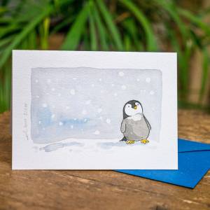 Grußkarten "kleine Pinguine", besonders niedliche Faltkarte für Kinder, Original Illustrationen Bild 1