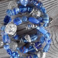 Wickelarmband / Spiralarmband in blau / silberfarben Bild 2