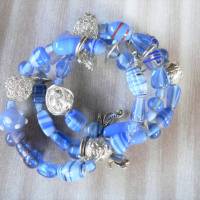 Wickelarmband / Spiralarmband in blau / silberfarben Bild 3
