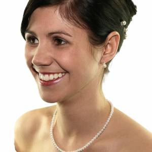 Perlen Kette 40cm, Halskette Perlen, Perlen 5mm weiß creme, Perlenkette kleine Perlen, Silber, Halsschmuck Hochzeit Bild 1