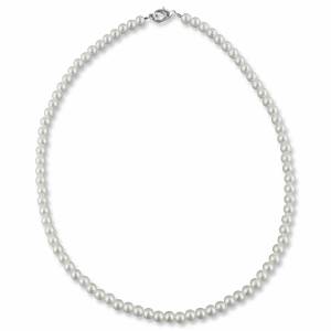 Perlen Kette 40cm, Halskette Perlen, Perlen 5mm weiß creme, Perlenkette kleine Perlen, Silber, Halsschmuck Hochzeit Bild 2