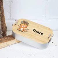 Lunchbox personalisiert, Brotdose für Kinder bedruckt mit Name, Brotbox für Kindergarten, Edelstahldose mit Bambusdeckel Bild 5