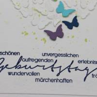 Glückwunschkarte zum Geburtstag - Grußkarte mit Herz aus Schmetterlingen Bild 3
