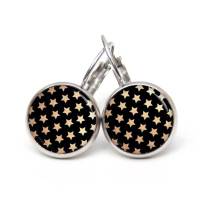 Ohrstecker Ohrhänger Clipse goldene Sterne auf schwarz - verschiedene Größen - Edelstahl - Geschenkidee Just Trisha Bild 4
