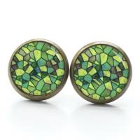 Ohrstecker Ohrhänger Clipse Mosaik Glasmosaik grün - verschiedene Größen - Edelstahl - Geschenkidee Just Trisha Bild 3