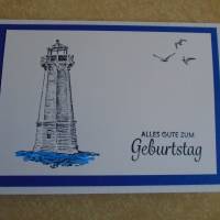 Geburtstagskarte  Maritim Leuchturm Glückwunschkarte Geburtstag Grußkarte Frau Mann Runder Geburtstag Bild 1