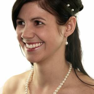 Perlenkette 45 cm, 925 Silber, Perlen 8mm weiß creme, Modische Perlen Kette, Perlenschmuck, Braut Halskette mit Perlen Bild 1