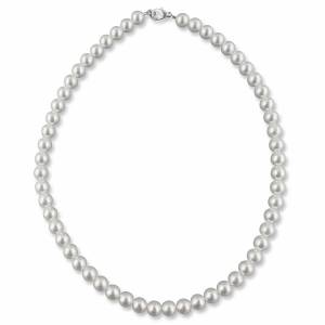 Perlenkette 45 cm, 925 Silber, Perlen 8mm weiß creme, Modische Perlen Kette, Perlenschmuck, Braut Halskette mit Perlen Bild 2