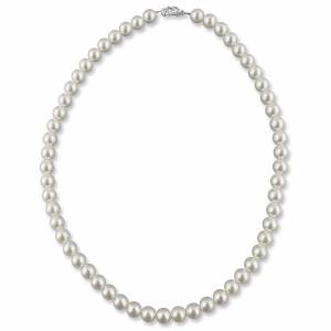 Perlenkette 45 cm, 925 Silber, Perlen 8mm weiß creme, Modische Perlen Kette, Perlenschmuck, Braut Halskette mit Perlen Bild 3