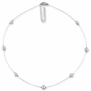 Leichte Perlen Kette, 925 Silber, Kleine Perlen weiß creme, Brautschmuck, Perlenkette, Perlenschmuck, Halskette Perlen Bild 1